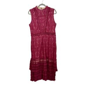 Burgundy Lace midi dress NWT